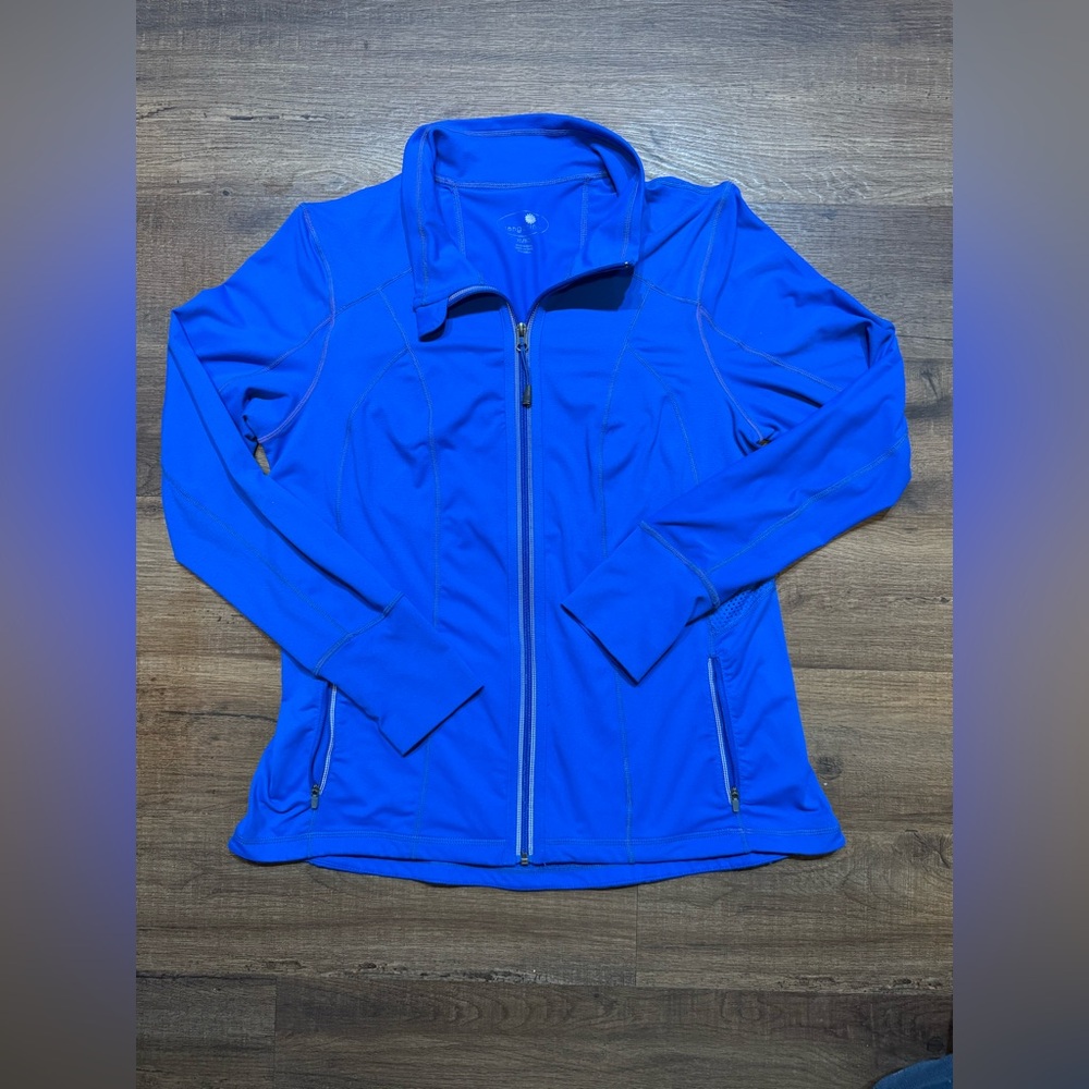 Tangerine Jacket Blue Full Zip Track Athletic Zip Pockets Thumb Holes Sz(XXL)